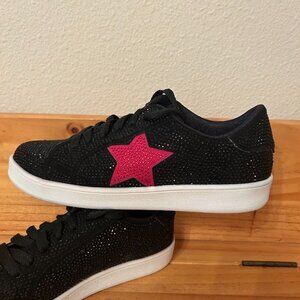 Michael Kors MKS Black Sparkle Star Sneakers - Women’s Size 9